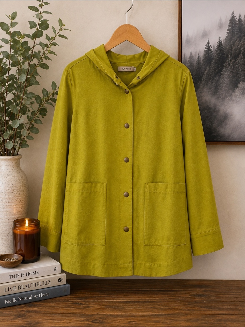 209 WST XS Lime Hooded Snap Front Jacket NWT
